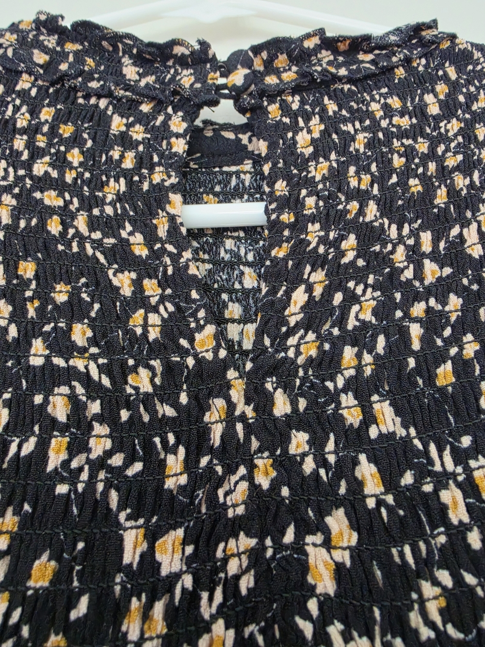 bohme Black Smocked Midi Dress Floral Print. Women's Size M. Boho! Ruffle
